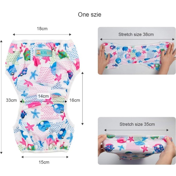 Swim Diapers Baby & Toddler Snap One Size Reusable Adjustable - Picture 3 of 7